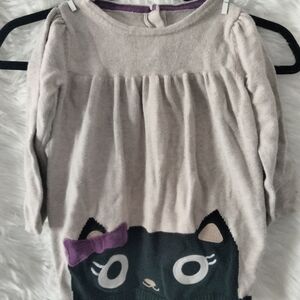 Girls’ Beige Sweater Dress – Cozy Cute with a Cat-titude Twist